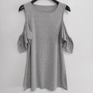 Blouse Large Gray Cold Shoulder Womens Flutter Sleeve Used Short-sleeved blouse